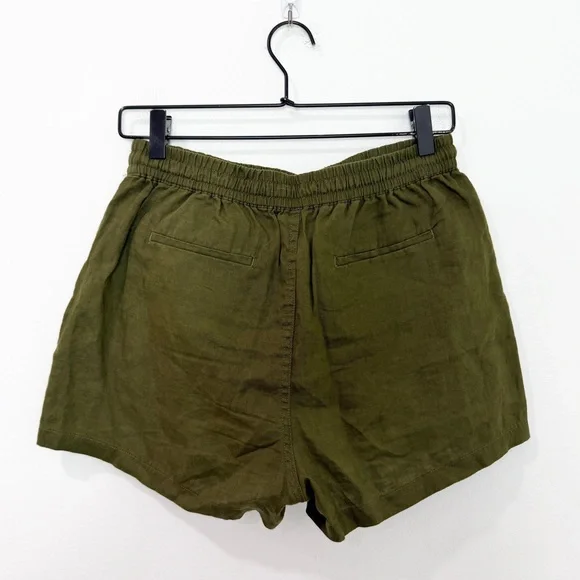 Quince 100% European Linen Shorts in Martini Olive Green size Small - Picture 3 of 5